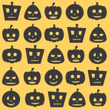 Seamless Halloween Scary Pumpkin Pattern Stock Illustration