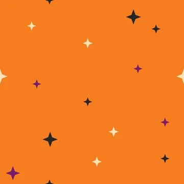 Seamless Halloween star pattern on orange background minimal spooky vector Stock Illustration