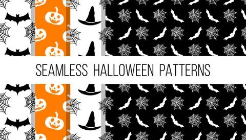Seamless halloween style vector patterns set Stock Illustration