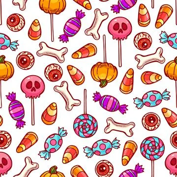 Seamless Halloween sweets Stock Illustration