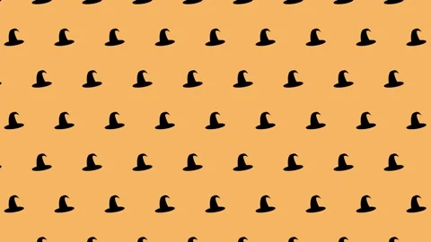 Seamless Halloween Witch Hat Pattern Background Loop Stock Footage 318428109