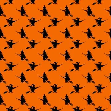 Seamless halloween witch patterns background Stock Illustration
