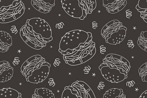 Seamless Hamburger Outline Pattern Stock-Illustration