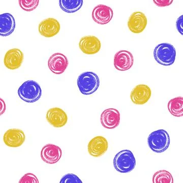 Seamless hand draw dot from chalk paint colour pattern background , kids patt Stock Illustration