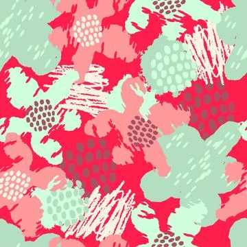 Seamless hand draw pattern background with multicolour flowers, greeting card Stock Illustration
