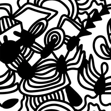 Seamless hand drawn abstract backdrop with decorative line pattern Stock Illustration