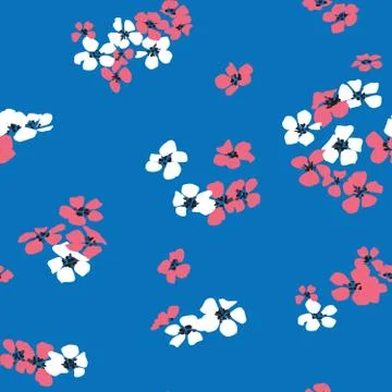 Seamless Hand Drawn Abstract of Mini Flowers. Stock Illustration