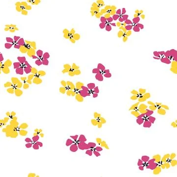 Seamless Hand Drawn Abstract of Mini Flowers. Stock Illustration