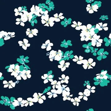 Seamless Hand Drawn Abstract of Mini Flowers. Stock Illustration