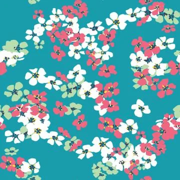 Seamless Hand Drawn Abstract of Mini Flowers. Stock Illustration