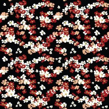 Seamless Hand Drawn Abstract of Mini Flowers. Stock Illustration