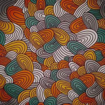 Seamless hand-drawn abstract pattern. endless texture in warm colors. Stock Illustration