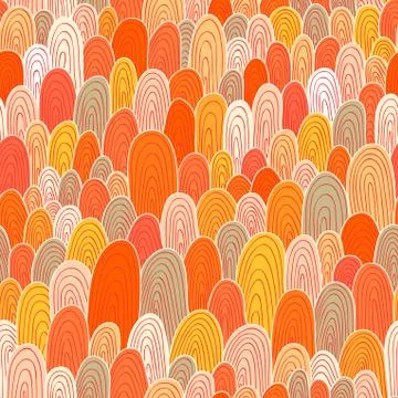 Seamless hand-drawn abstract pattern. endless texture in warm colors. Stock Illustration
