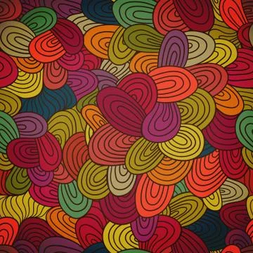 Seamless hand-drawn abstract pattern. endless texture in warm colors. Stock Illustration