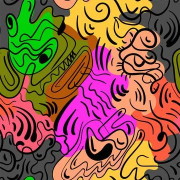 Seamless hand drawn abstract vector artwork with unusual pattern Stock Illustration