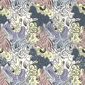 Seamless hand drawn abstract vector artwork with unusual pattern Stock Illustration