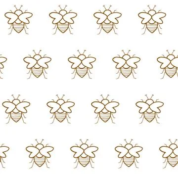 Seamless hand drawn background with bees Stock Illustration