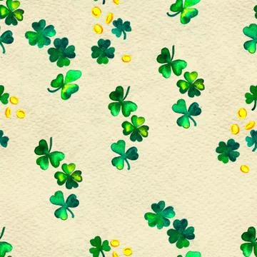 Seamless hand drawn background with St. Patrick's Day symbols Stock Illustration