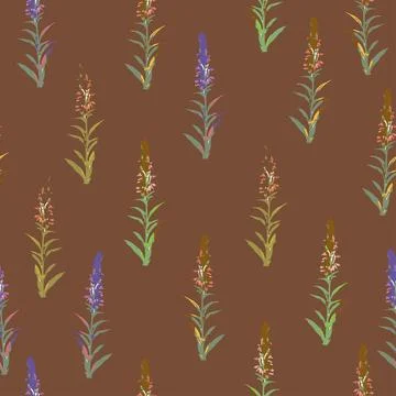 Seamless hand drawn backyard flower tree pattern background Stock Illustration