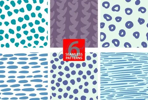 Seamless hand drawn basic patterns Stock Illustration