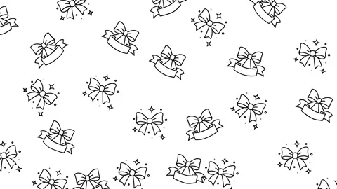 Seamless Hand Drawn Bow and Ribbon Banner Pattern Outline Illustration on White Stock Footage 345539158