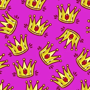 Seamless hand-drawn crowns Illustrazione stock