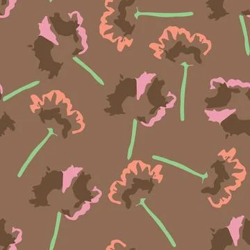 Seamless hand drawn cute multicolour flowers pattern background , greeting ca Stock Illustration