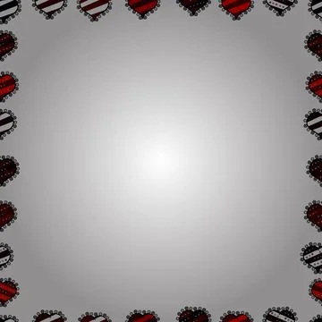 Seamless. Hand drawn doodle frames. Vector. Picture in black, white and red colo 스톡 일러스트