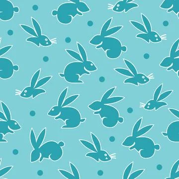 Seamless hand-drawn Easter Day pattern on a blue background. 스톡 일러스트