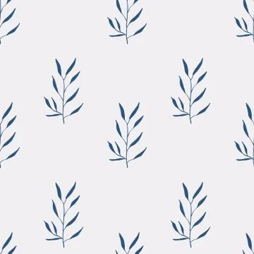 Seamless hand-drawn floral pattern with herbs Stock Illustration