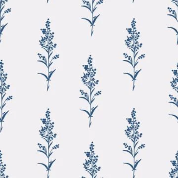 Seamless hand-drawn floral pattern with herbs Stock Illustration