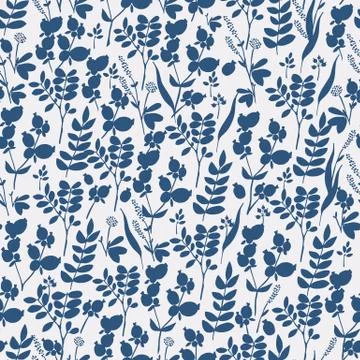 Seamless hand-drawn floral pattern with herbs Illustrazione stock