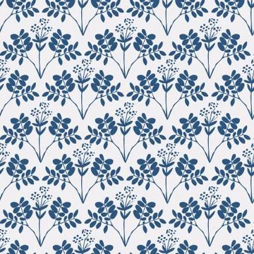 Seamless hand-drawn floral pattern with herbs Stock Illustration