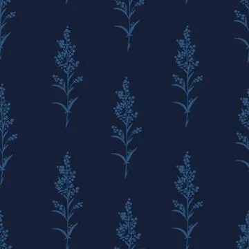 Seamless hand-drawn floral pattern with herbs Stock Illustration