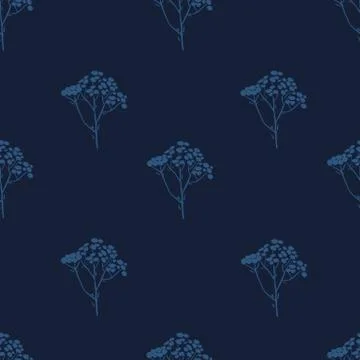 Seamless hand-drawn floral pattern with herbs Stock Illustration