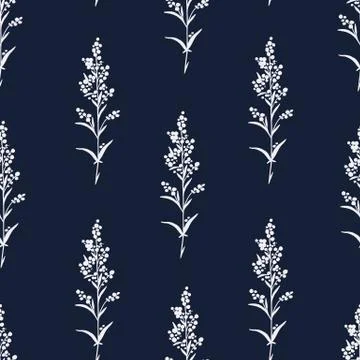 Seamless hand-drawn floral pattern with herbs Illustrazione stock