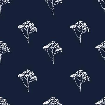 Seamless hand-drawn floral pattern with herbs Stock Illustration