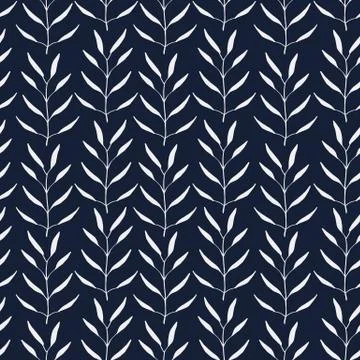 Seamless hand-drawn floral pattern with herbs Stock Illustration