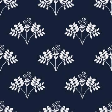 Seamless hand-drawn floral pattern with herbs Stockillustratie