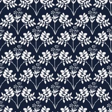 Seamless hand-drawn floral pattern with herbs Illustrazione stock