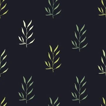 Seamless hand-drawn floral pattern with herbs Stock Illustration