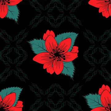 Seamless Hand Drawn Floral Pattern Stock Illustration