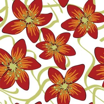Seamless Hand Drawn Floral Pattern Stock Illustration
