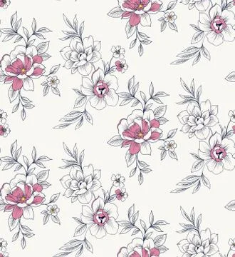 Seamless hand drawn floral pattern. Stock Illustration