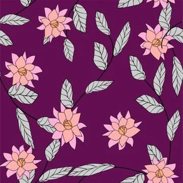 Seamless hand drawn flower pattern. Vector illustration. Stock Illustration