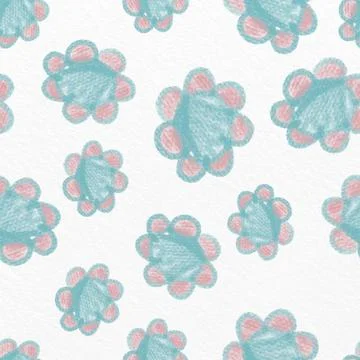 Seamless hand drawn flower pattern on paper texture background, greeting card Stock Illustration