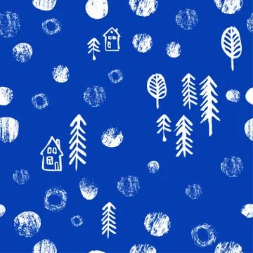 Seamless hand drawn forest pattern. Stock Illustration