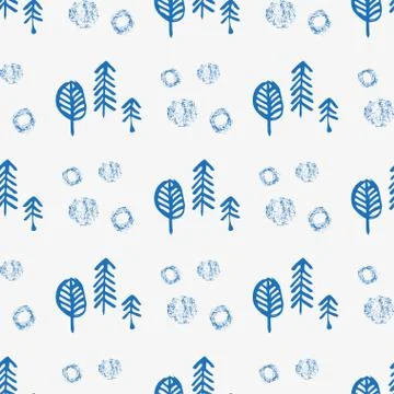 Seamless hand drawn forest pattern. Stock Illustration