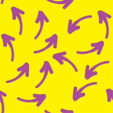 Seamless hand drawn geometric pattern with violet arrows. Vector design. 스톡 일러스트