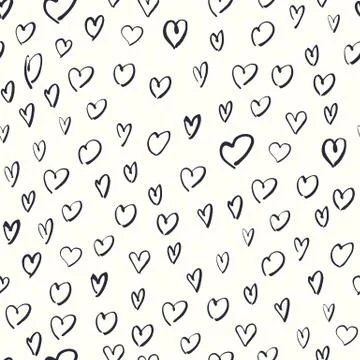 Seamless Hand Drawn Hearts Pattern Stock Illustration